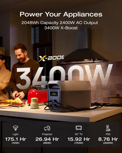 DELTA 3 Max Portable Power Station, 2048Wh LFP Battery, 2400W