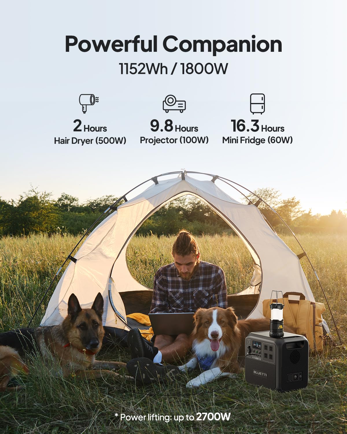\AC180 Portable Power Station 1152Wh 1800W LiFePO4 Solar Generator