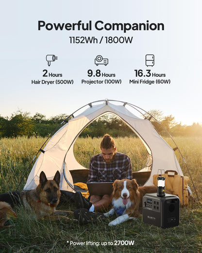 \AC180 Portable Power Station 1152Wh 1800W LiFePO4 Solar Generator